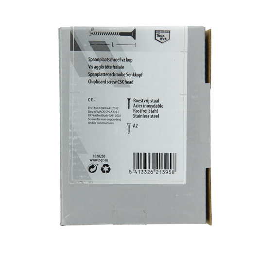 Mack 1020250 - spaanplaatschroef vz kop inox a2 50 st 6,0 x 60 mm | 2 stuks