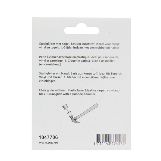 Mack 1047706 - stoelglijder nagel kunststof wit ø 19 mm 12 st pcs | 6 stuks
