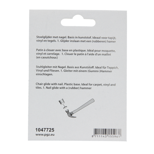 Mack 1047725 - stoelglijder nagel kunststof wit ø 25 mm 8 st pcs | 6 stuks