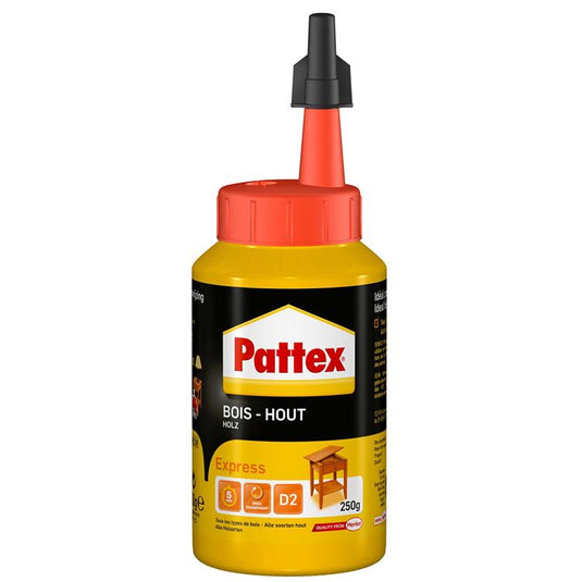 Pattex houtlijm express 250 g | sneldrogende houtlijm voor alle klussen | houtlijmen voor sterke hechting.