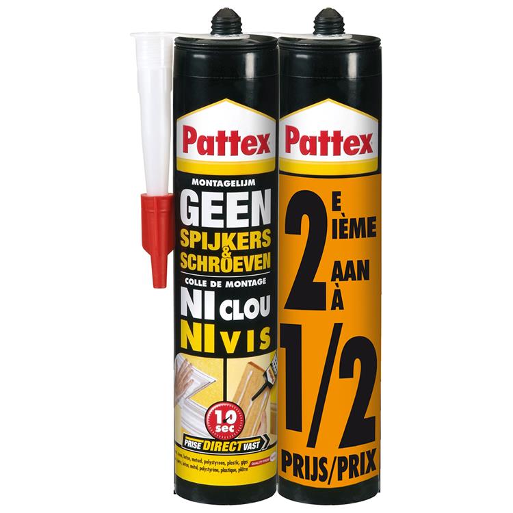 Afbeelding laden in galerijviewer, Pattex geen spijkers schroeven 2 x 400 gr +50% | montagekit geschikt voor binnen | voor alle materialen | extreem sterk | ideaal als universele montagekit
