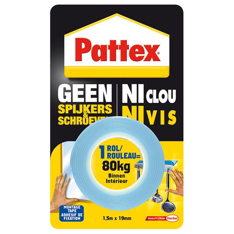 Afbeelding laden in galerijviewer, Pattex montagetape dubbelzijdig 80kg | voor binnen gebruik| 1.5m dubbel montage tape | dubbelzijdige plak-tape.
