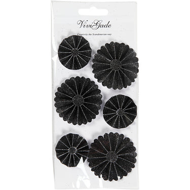 Http: www.cchobby.nl rosettes-d-35-50-mm-zwart-glitter-6-stuk-1-doos
