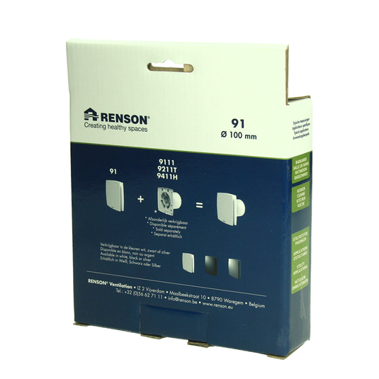 Renson 1069258 - mechanische ventilator cover (9x11-dia 100) 91g (grijs) | 2 stuks