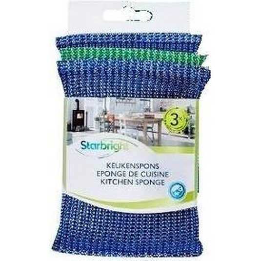 Starbright 1063299 - keukenspons 3 stuks sb 12,5x9,5cm | 6 stuks