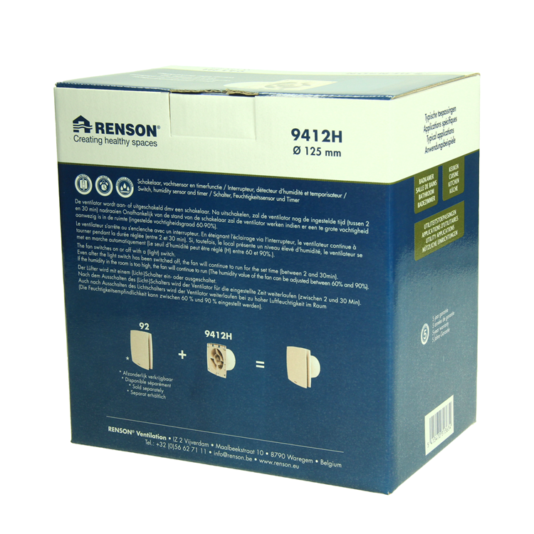 Load image into Gallery viewer, Renson 1069255 - mech.ventil. timer vochtsensor9412h (dia 125) | 2 stuks
