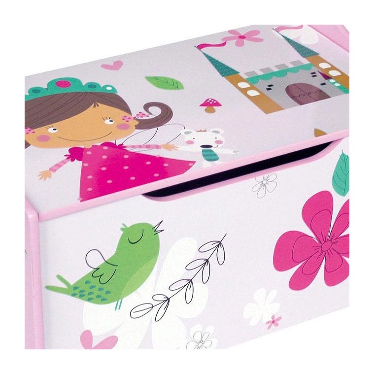 Load image into Gallery viewer, Playwood - houten gekleurde speelgoedkist prinses - opbergkist - speelgoedbank
