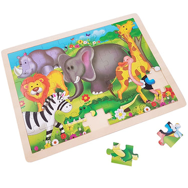 Playwood houten legpuzzel wilde dieren - 48st.