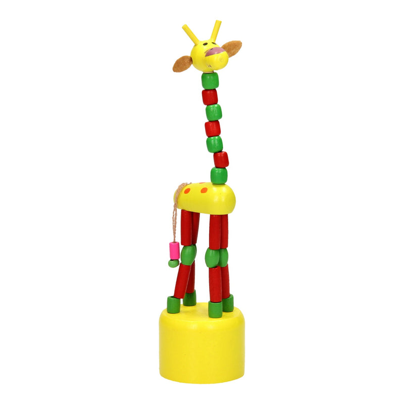 Load image into Gallery viewer, Playwood houten drukpop giraffe gekleurd

