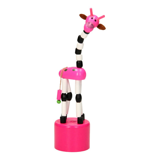 Playwood houten drukpop giraffe gekleurd