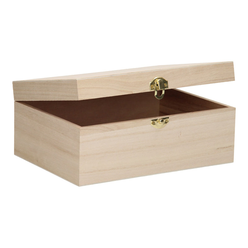 Load image into Gallery viewer, Merkloos sans marque houten kist a5 formaat - klepdeksel - slotje - paulownia
