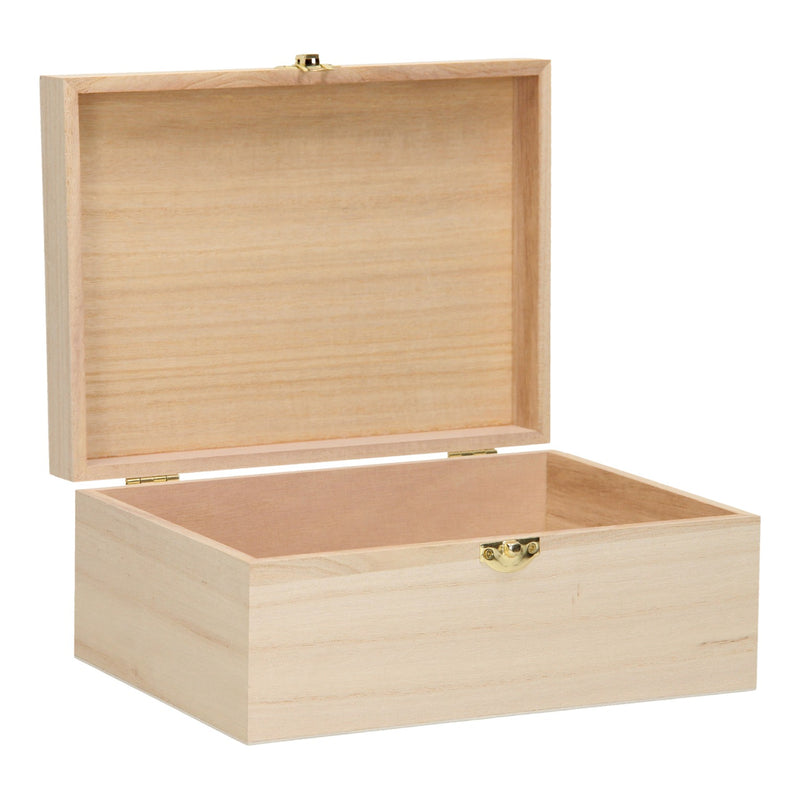 Load image into Gallery viewer, Merkloos sans marque houten kist a5 formaat - klepdeksel - slotje - paulownia
