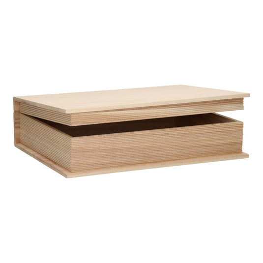 Merkloos sans marque houten kist boekvorm - l 35,5 cm x b 25,3 cm x h 9,7 cm