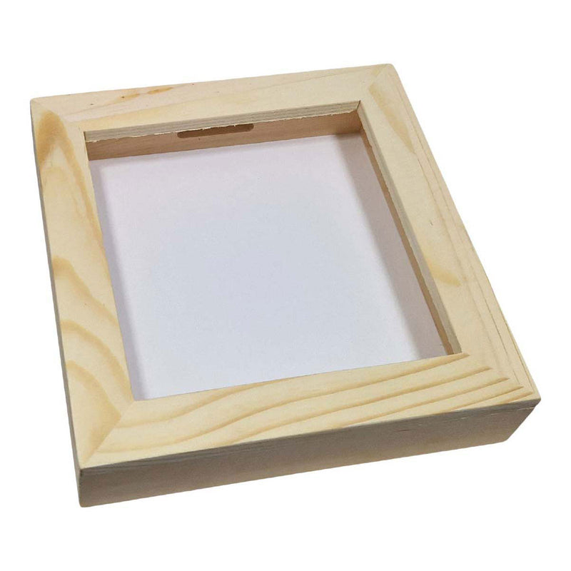 Load image into Gallery viewer, Playwood houten spaarpot plexiglas met witte achterkant middel
