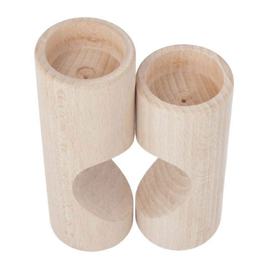 Playwood houten waxinelichthouder hart decoratie set van 2 naturel.