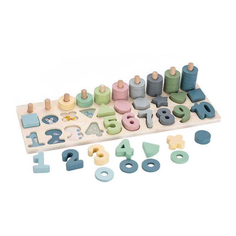 Load image into Gallery viewer, Playwood leren tellen en vormenplank, 76dlg.
