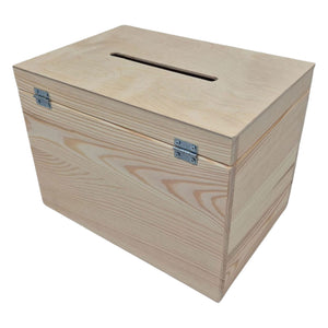 Playwood houten enveloppenkist opbergdoos grenen met sleuf 29x22x20 cm.