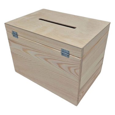 Playwood houten enveloppenkist opbergdoos grenen met sleuf 29x22x20 cm.