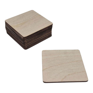 Playwood triplex vierkante onderzetters, 12 stuks