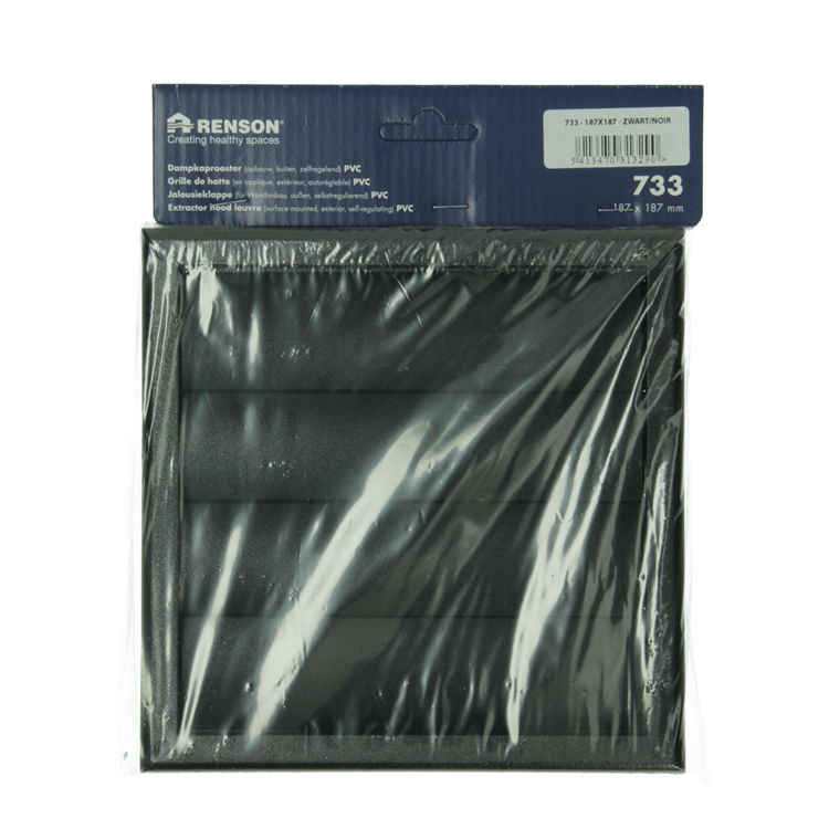 Load image into Gallery viewer, Renson 1069266 - opbouw dampkaprooster pvc 733 (187x187) str 9005 (zwart) | 2 stuks
