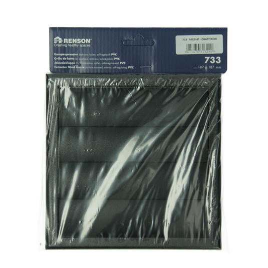 Renson 1069266 - opbouw dampkaprooster pvc 733 (187x187) str 9005 (zwart) | 2 stuks