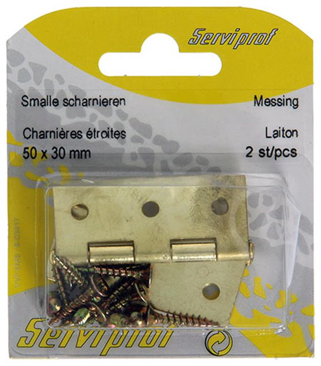 Afbeelding laden in galerijviewer, Mack 1013338 - 2 smalle scharnieren messing h 50 x b 30 mm | 5 stuks
