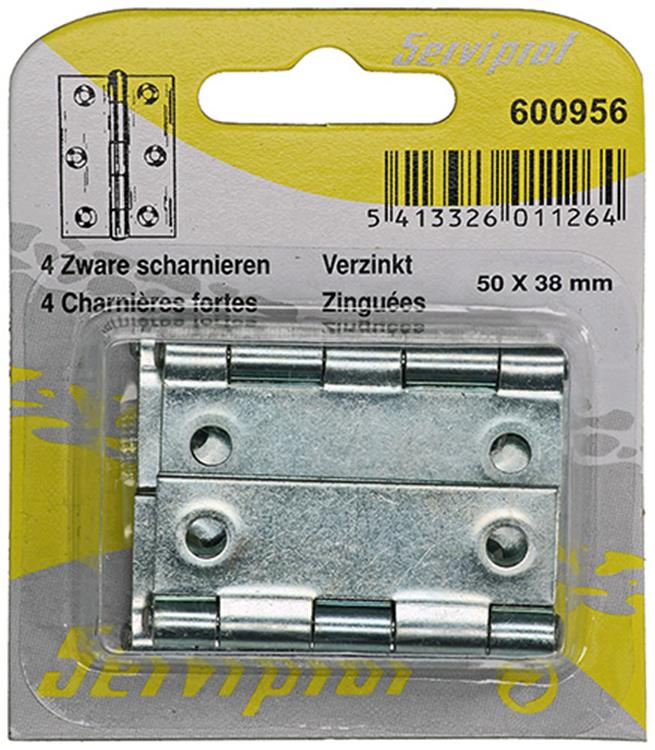 Afbeelding laden in galerijviewer, Mack 1013250 - 4 zware scharnieren verzinkt h 50 x b 38 mm | 5 stuks
