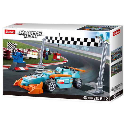 Sluban racing team klein circuit bouwspeelgoed kinderen vanaf 6 jaar – constructiespeelgoed bouwdoos met 210 bouwstenen – m38-b0762