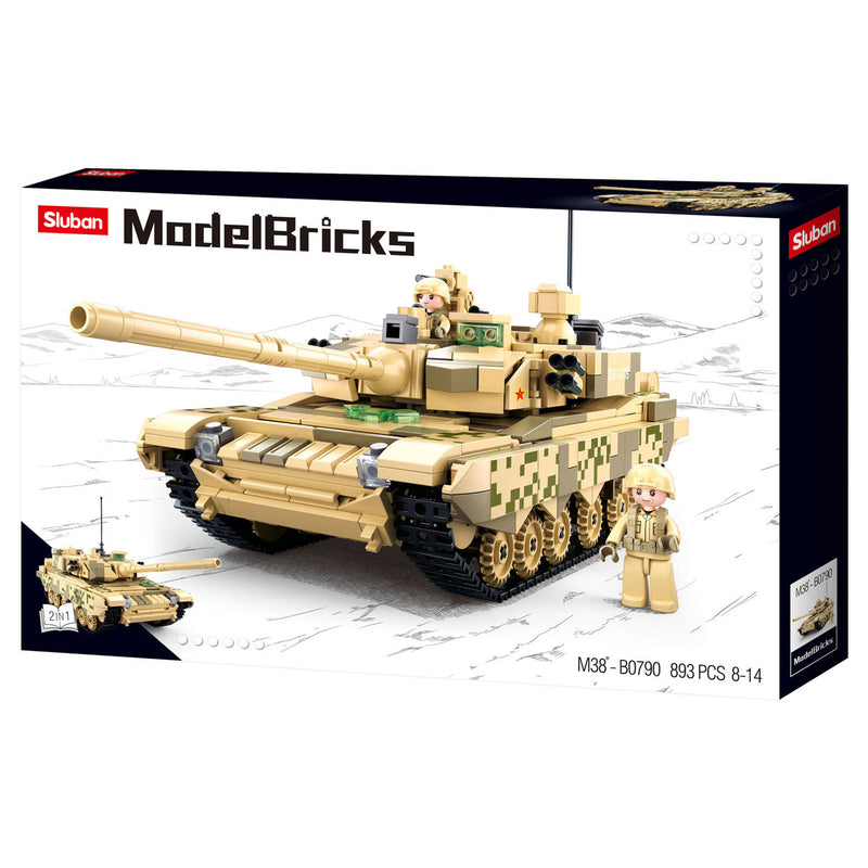 Load image into Gallery viewer, Sluban modelbricks army modern battle tank desert bouwspeelgoed – constructiespeelgoed modelbouw – bouwdoos met 893 bouwstenen – m38-b0790 vanaf 8 jaar
