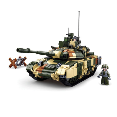 Sluban modelbricks army grote gevechtstank bouwspeelgoed – constructieset modelbouw – bouwdoos met 758 bouwstenen – m38‑b0756 vanaf 8 jaar