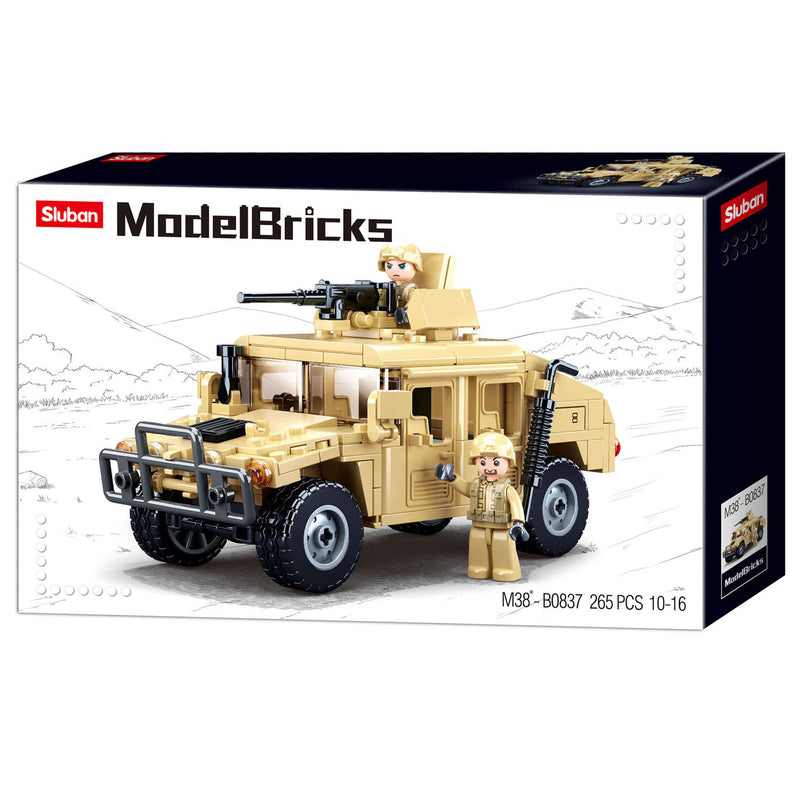 Load image into Gallery viewer, Sluban modelbricks gevechts terreinwagen bouwspeelgoed kinderen vanaf 6 jaar - constructiespeelgoed modelbouw - bouwdoos met 265 bouwstenen - m38-b0837
