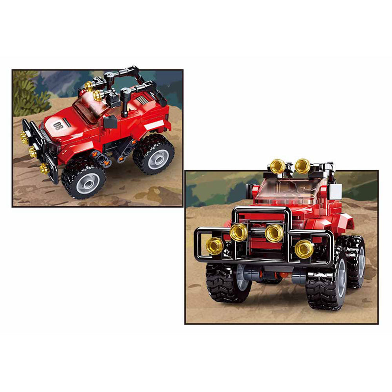 Load image into Gallery viewer, Sluban town rode jeep bouwspeelgoed kinderen vanaf 6 jaar – constructiespeelgoed modelbouw – bouwdoos met 135 bouwstenen en 1 minifiguur – m38-b0902
