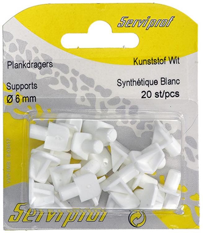 Afbeelding laden in galerijviewer, Mack 1015838 - 20 plankdragers kunststof wit ø 6 mm | 10 stuks

