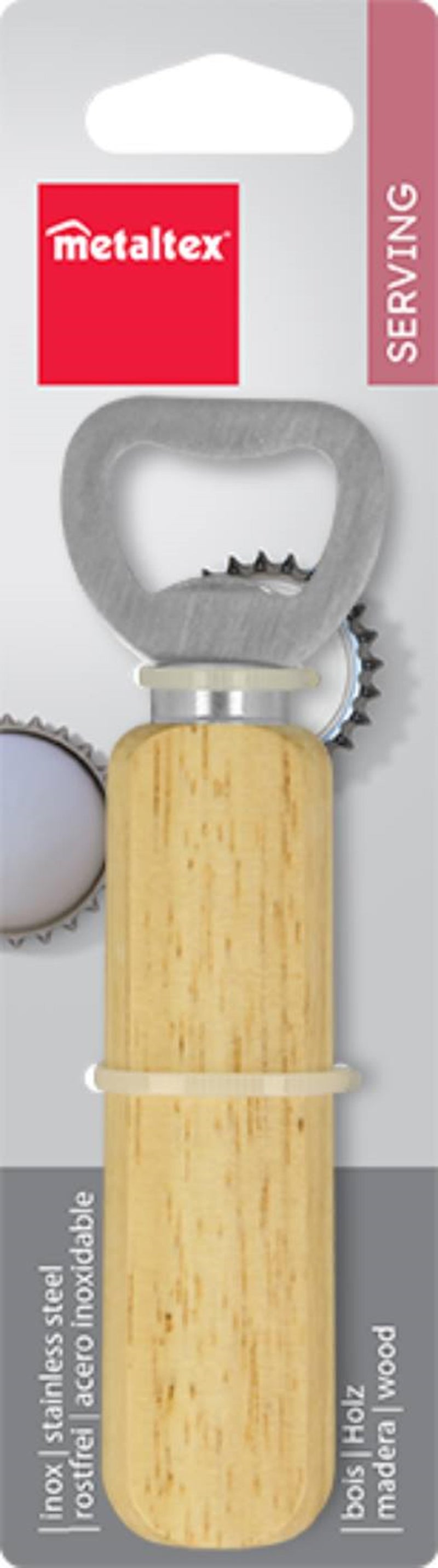 Load image into Gallery viewer, Metaltex flesopener rvs met houten greep
