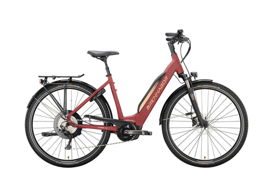 Brennabor elektrische trekkingfiets t-48e mod. 22 ebike brennab.t-48e 28 55 low entry 10sp red orange