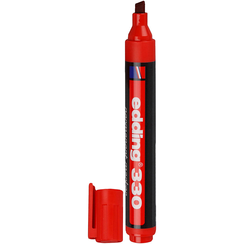 Load image into Gallery viewer, Permanente marker edding 330 rood 1-5 mm beitelvormige punt
