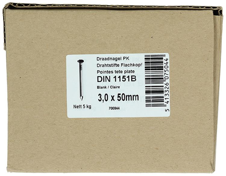 Afbeelding laden in galerijviewer, 1015643 - doos 5 kg. nagels platte kop 3,0x50 mm | 2 stuks
