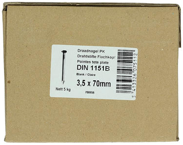1015649 - doos 5 kg. nagels platte kop 3,5x70 mm | 3 stuks