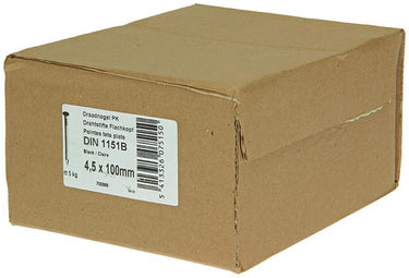 1015653 - doos 5 kg. nagels platte kop 4,5x100 mm | 3 stuks