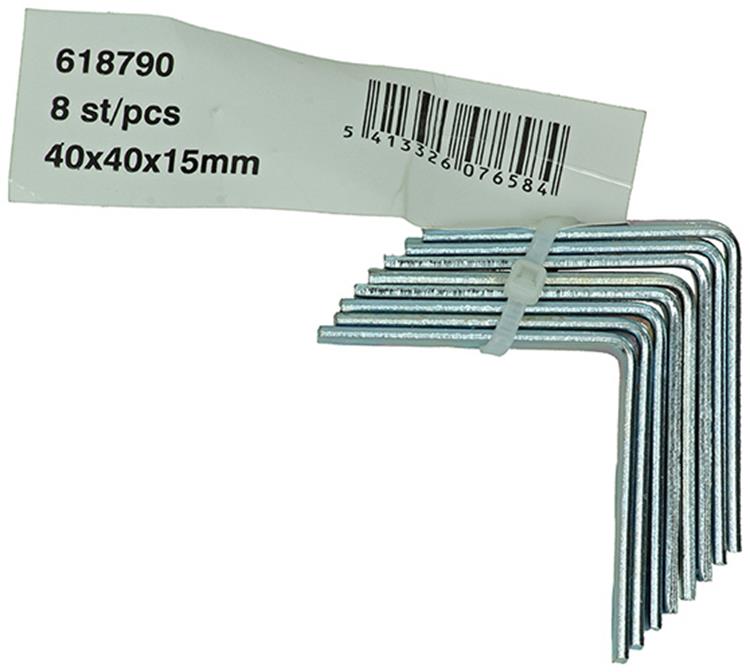Afbeelding laden in galerijviewer, 1014298 - 8 geplooide winkelhaken verzinkt 40x40x15mm | 10 stuks
