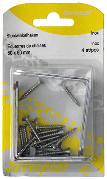 Mack 1013775 - 4 stoelwinkelhaken inox 60x60mm | 10 stuks