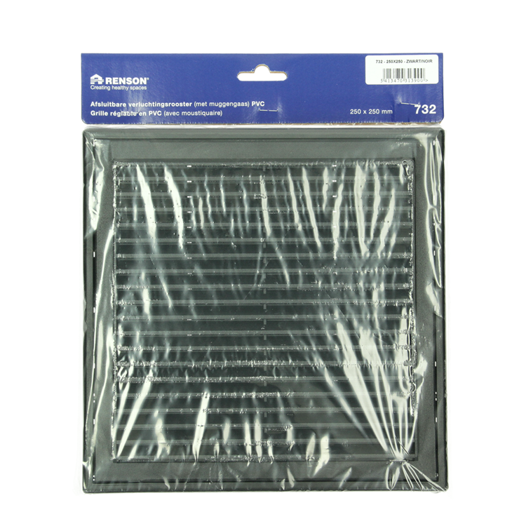 Load image into Gallery viewer, Renson 1069264 - opbouw regelbare rooster pvc 732 (250x250) str 9005 (zwart) | 2 stuks
