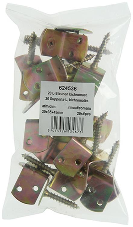 Load image into Gallery viewer, 1015084 - 20 l-steunen, bichromaat 30x35x45mm | 5 stuks
