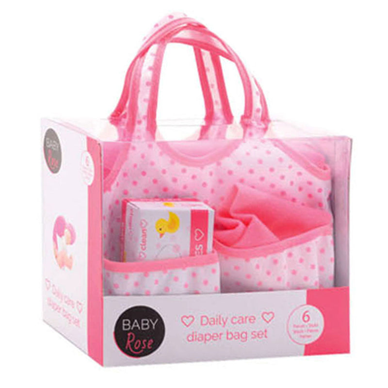 Load image into Gallery viewer, John toys baby rose luiertas voor pop - met accessoires en verschoonkussen
