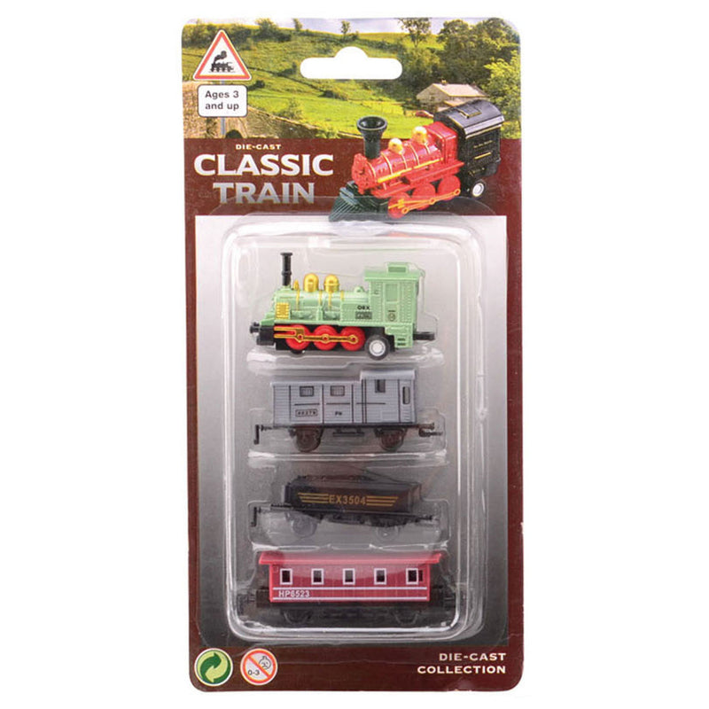 Load image into Gallery viewer, Johntoy diecast locomotief met drie wagons. 3+
