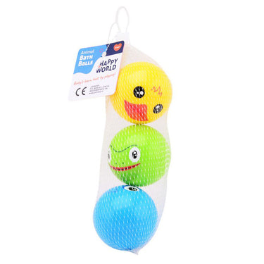 Johntoy happy world dieren bad speelballen in net, 3 stuks