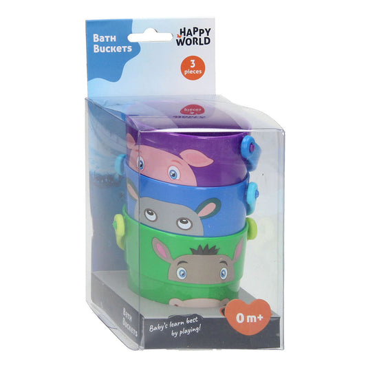 Johntoy dieren emmertjes stapelbaar, 3st.