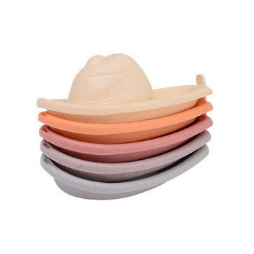 Load image into Gallery viewer, Johntoy bioplastic badbootjes happy world 5 stuks stapelbaar speelgoed.
