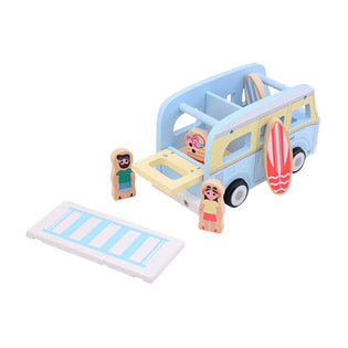 Load image into Gallery viewer, Jouéco joueco houten retro strandbus met accessoires

