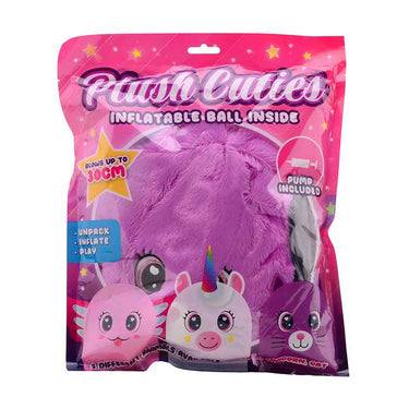 Johntoy opblaasbare pluche knuffelcutie met pomp, 30cm